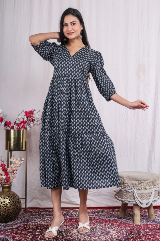 ワンピース COTTON DRESS WITH POLKA DOTS Cotton One Piece Dress with Side Pockets Women in Cotton One