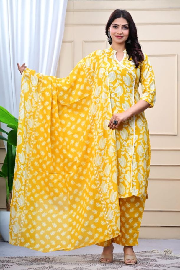 New Pure Cotton 60 60 Straight Cut 3pis Suit Set With Beautiful Embroidery & Work Updated