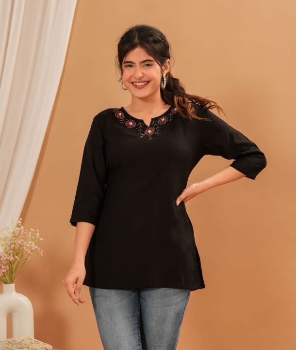 Rayon Fabric Short Kurti for Daily Wear